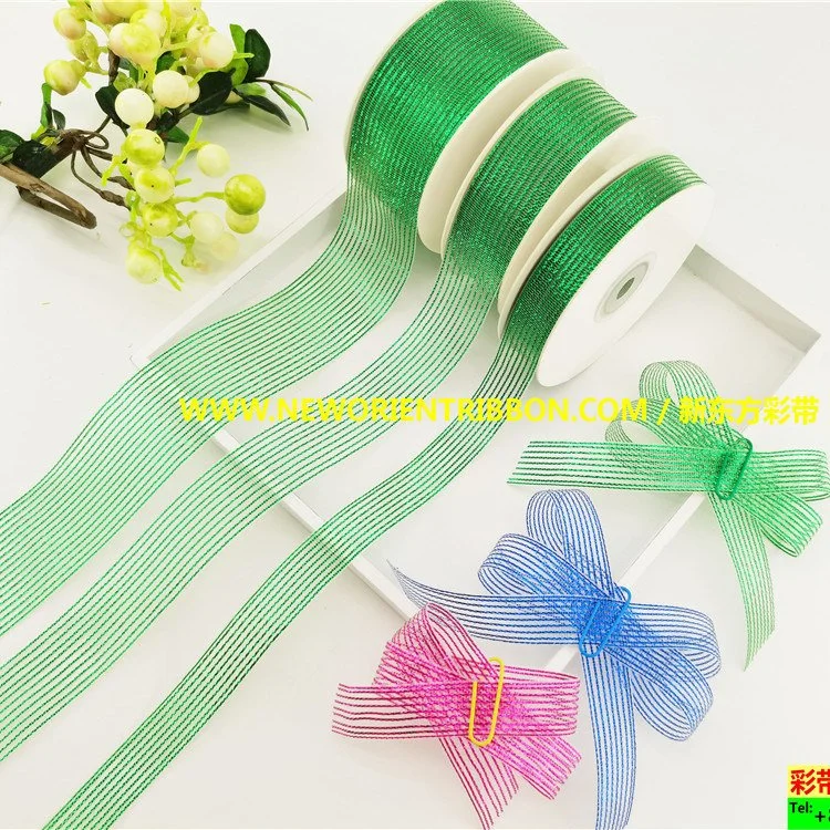 Metallic Stripe Ribbon/Custom Gifts Ribbon/Wrapping Ribbon/Packing Ribbon