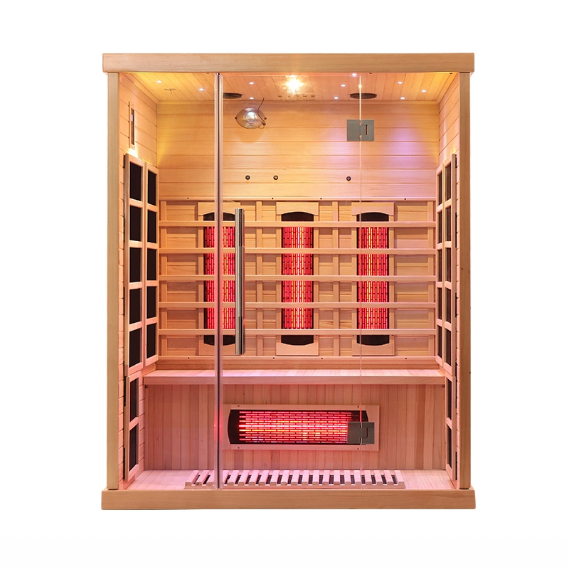 Traditional Full Spectrum with Infrared Glass Door Steam Sauna Wooden Room