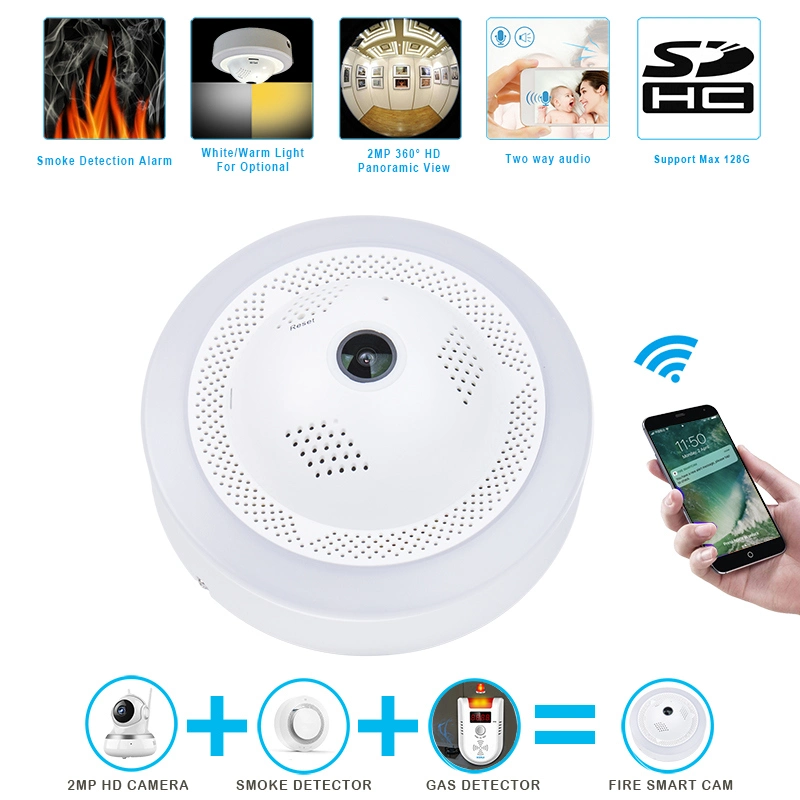 Wardmay Home Security 360degree HD Panoramic Fire Smartcam Motion Detection Alarm WiFi IP Camera