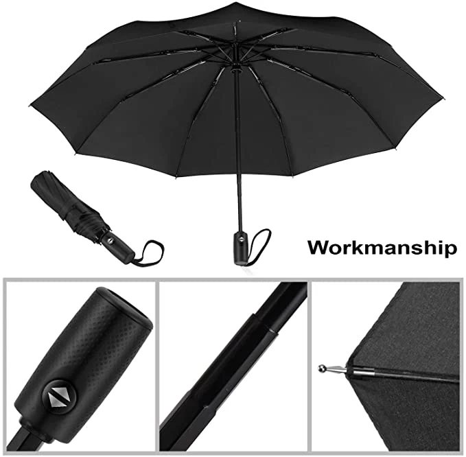 Workmanship Auto Open Close Sun Umbrella Rainproof Folding Umbrella Portable Ladies Travel Parasol Custom Umbrella Factory