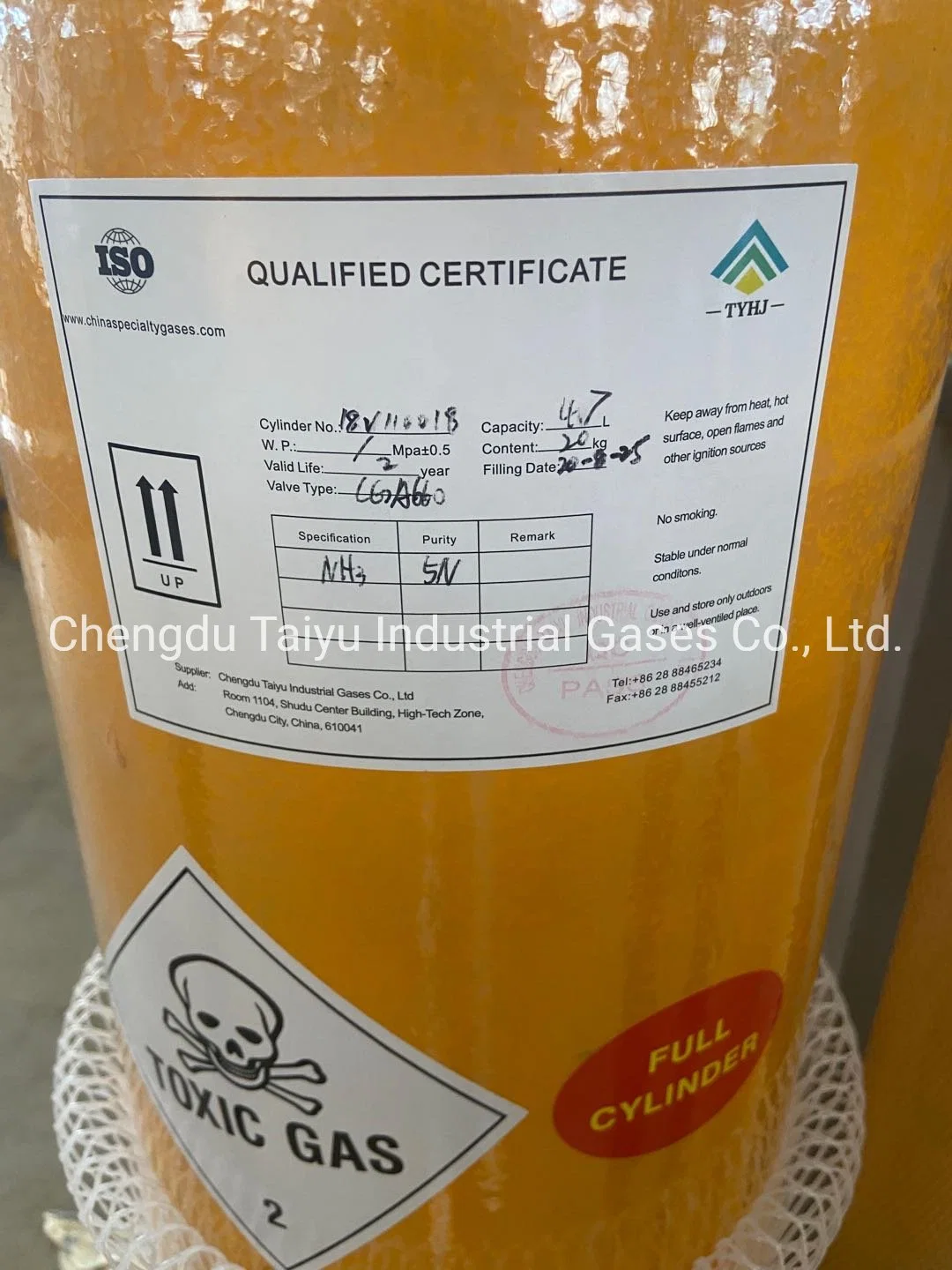 Wholesale/Supplier China 930L Ultra High Purity Ammonia Gas Cylinder Liquid Ammonia