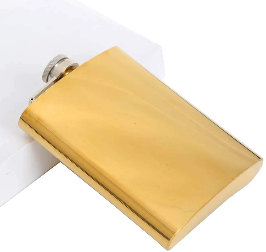 8 Oz Gold Copper Stainless Steel Hip Flask