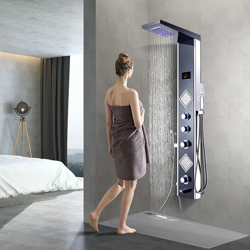 Intelligent Thermostatic Shower Column Panel with 6 Function LCD Display LED Light