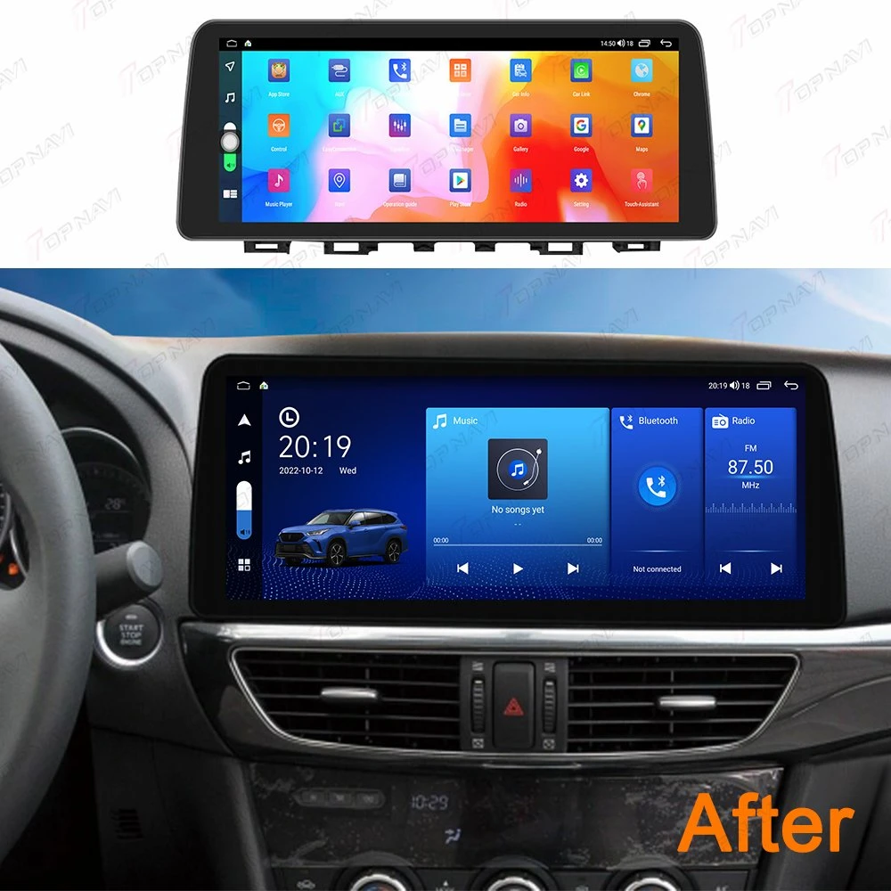 12.3" para o rádio de automóvel Android Mazda Atenza 2015-2016, sistema de som multimédia CarPlay do jogador