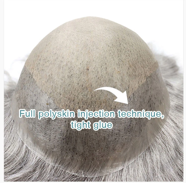 Inj-I Injected Lace Silk Top Toupee 100% Indian Remy Human Hair Men Wigs Silk Top Base 100% Natural Human Hair Replacement