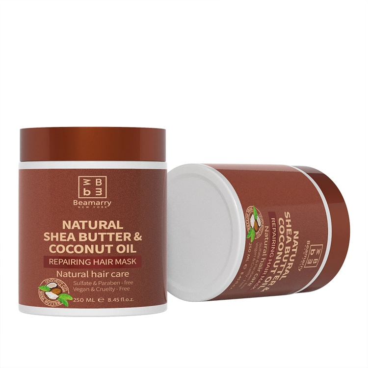 Sulfato Free Natural Herbal Hair Care produto 250ml de humidade cabelo Treament Shea Butter &amp; Coconut Oil Smooth Hair Mask for Utilização diária