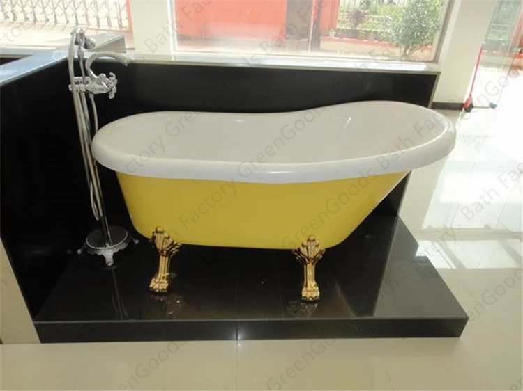 CE Hoteles en Escocia independiente Oval Bañeras puro clásico de color amarillo de zapatilla Clawfoot acrílico bañera con patas