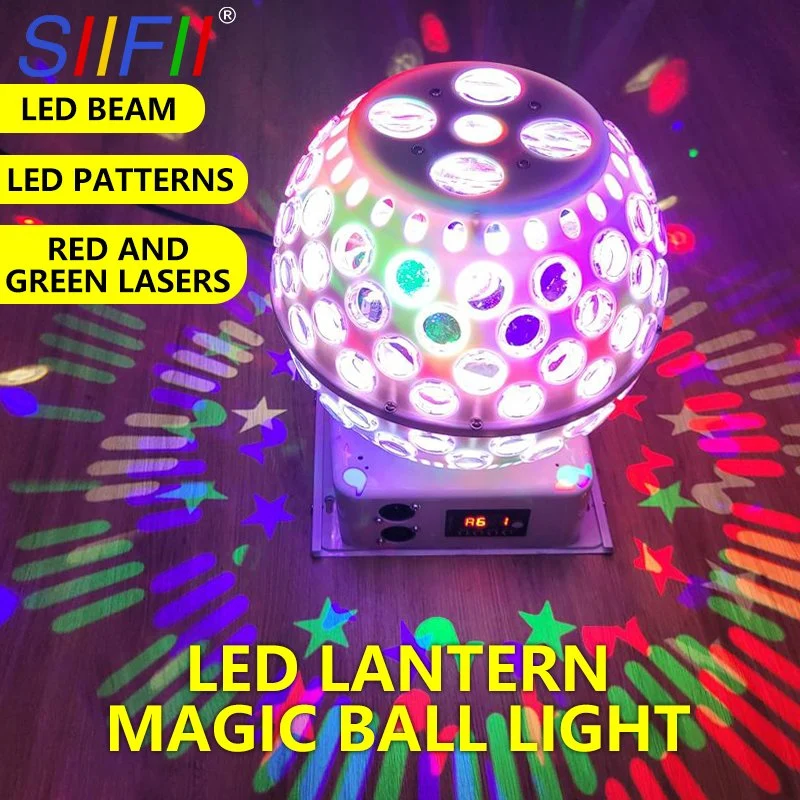 صوت بزاوية 360 درجة مع رأس متحرك RGBW، LED، Magic Crystal Ball إضاءة مصباح DJ Party DJ DMX عرض مرحلة التدوير المصابيح