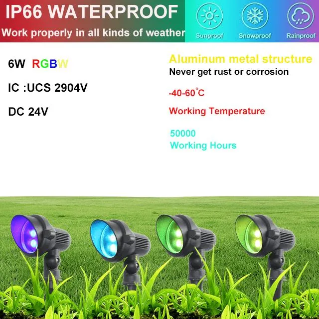 6 LED Solar Garden Light Wired Explosive White Colour Art Waterfall DMX Inground LED Lawn Light for Garden