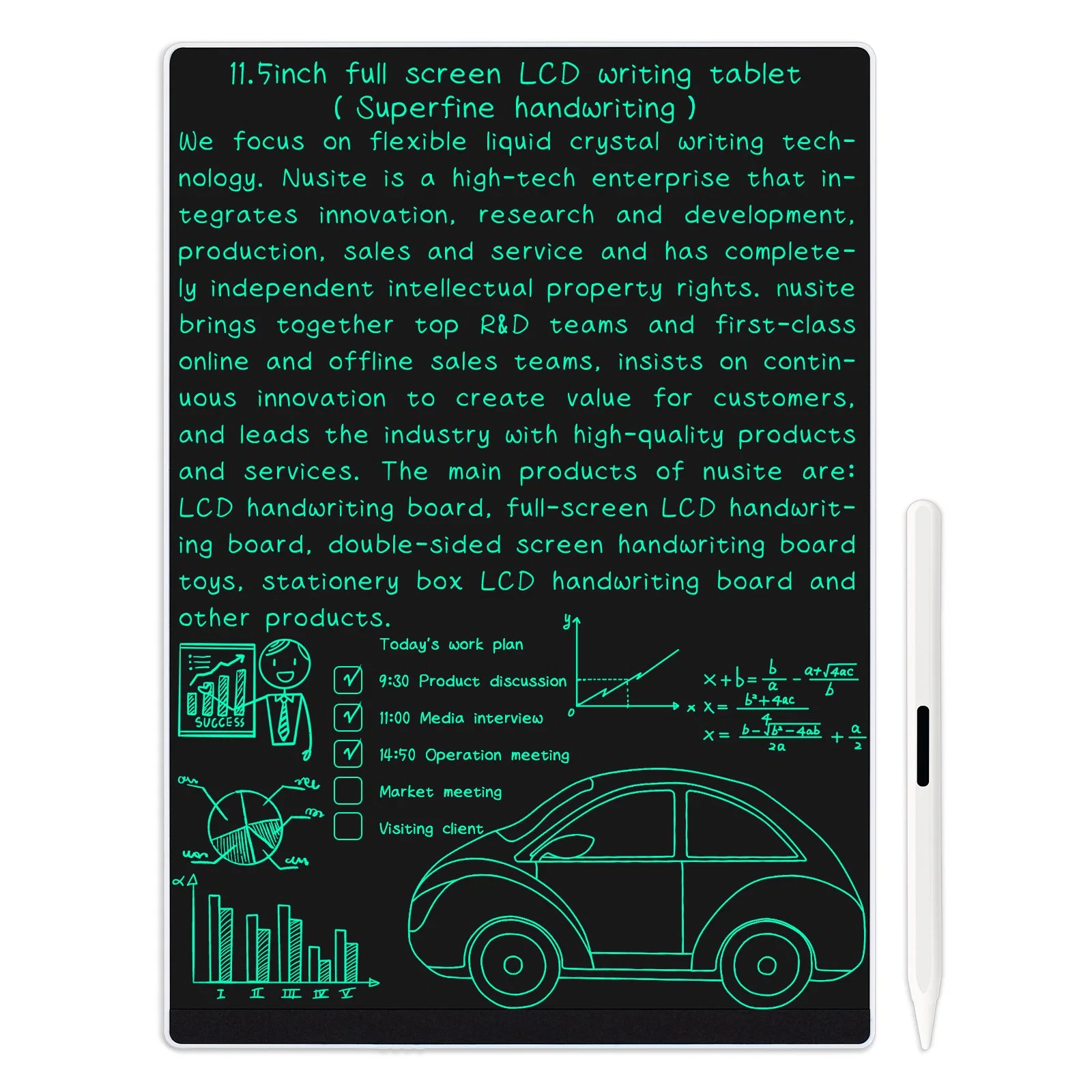 Manufacture Best Quality Pattern Design 11.5 Inch LCD Writting Board Full Screen LCD Writing Tablet One-Click Clear Screen in Business/Office/School/Home