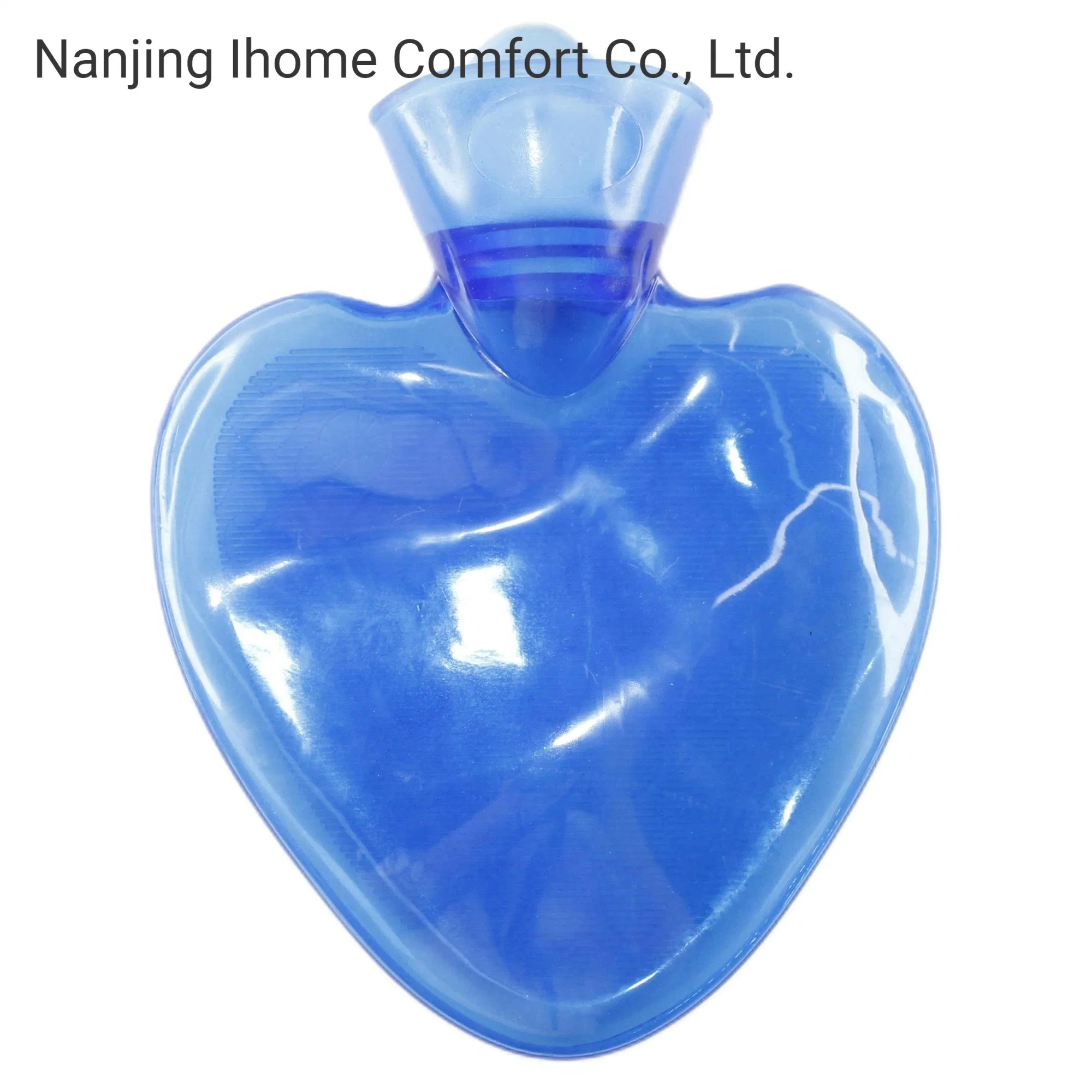 2023 New Design Heart Shape PVC Hot Water Bottle Bag with Removable Soft Knitted Coverfor Hot and Cold Therapy