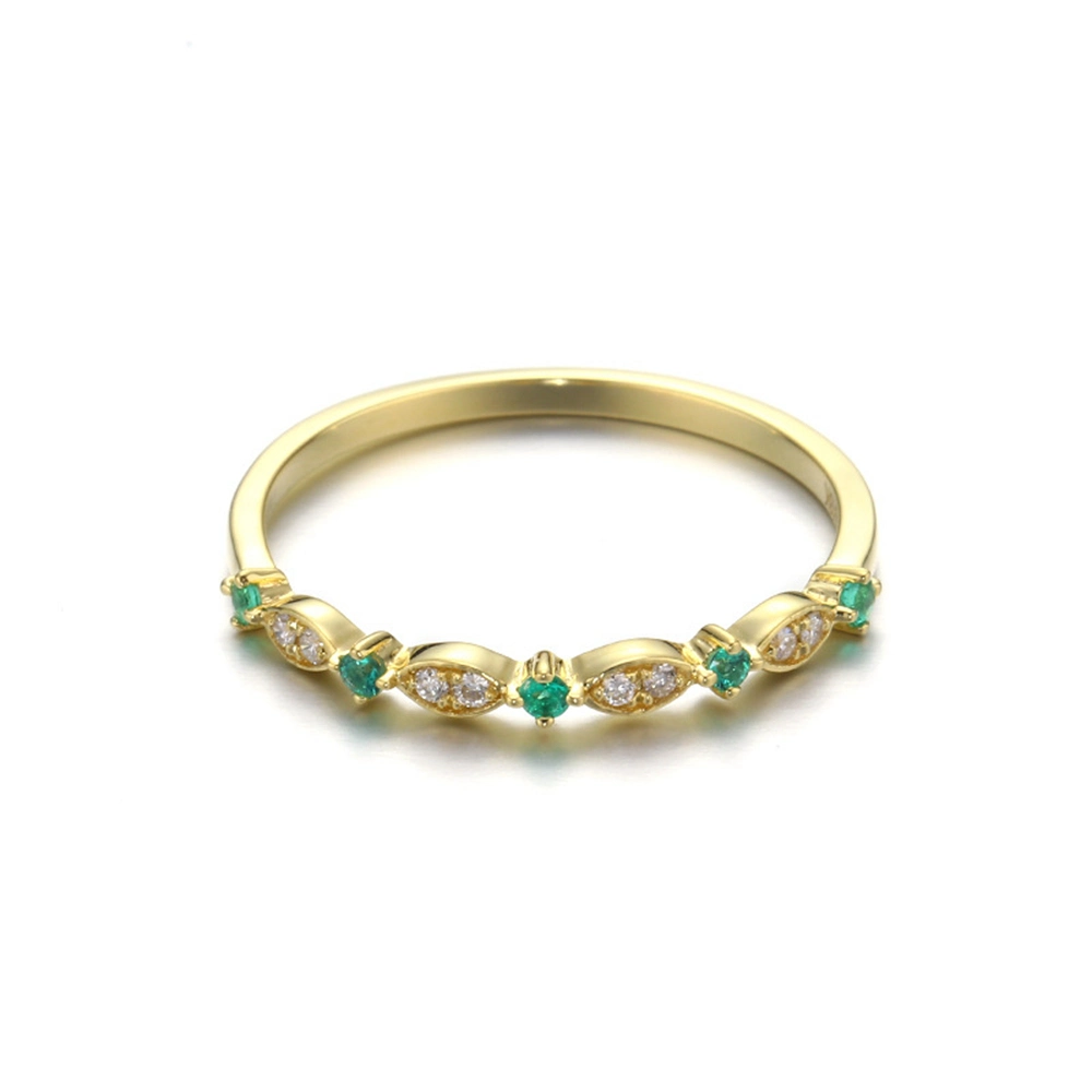 Latest New Design Solid Gold Gemstone Series Oval Zircon Natural Emerald Ring with Custom 14K 18K Jewelry