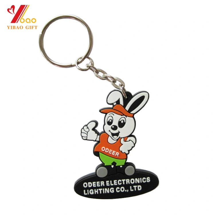 Adorable Rabbit Custom Logo 3D Soft PVC Animal Keychain for Christmas Promotion Gift