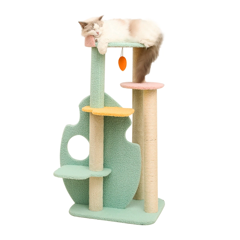 Pet Cat de Sisal Natural de madera de la torre de árbol Scratcher Post con puente