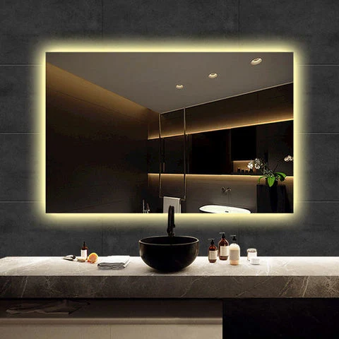 Smarttouch Customized Rectangle Wall Framed Defogger Bathroom LED Mirror Time Display