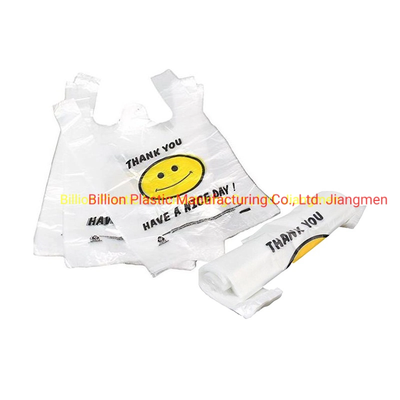 Translucent Poly Plastic Vest Bags Carrier Shopping Bags with Color