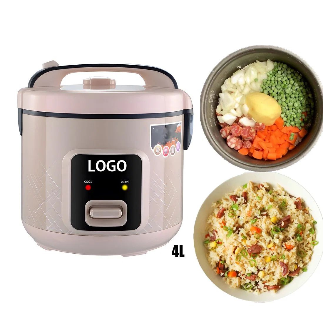 Preço de fábrica da panela elétrica de arroz de 4 L com aço inoxidável e 700 W. Panela eléctrica personalizada Pink