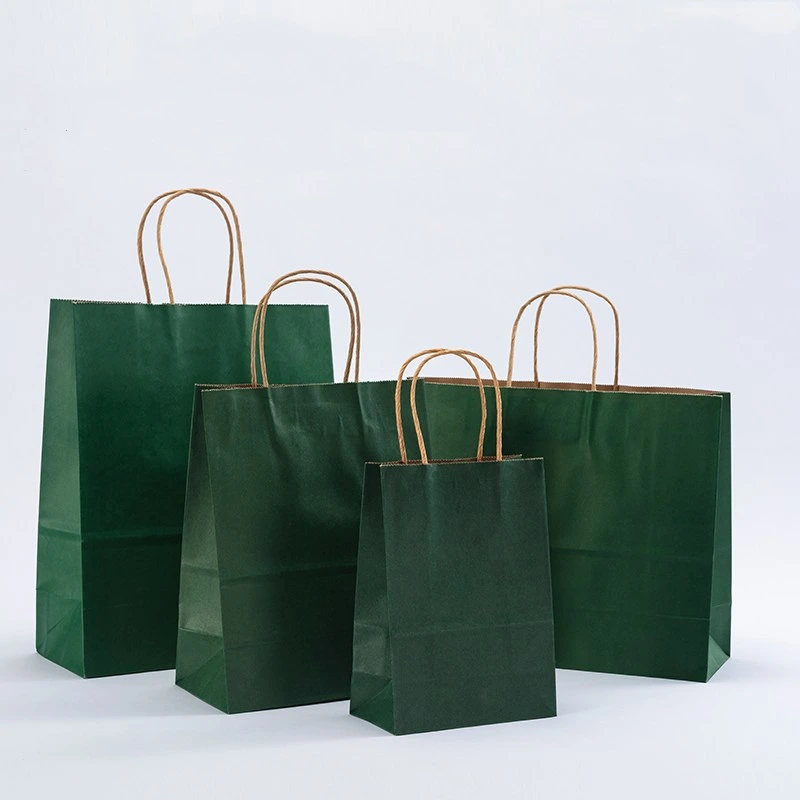 Elegant Green Kraft Paper Recycle Shopping Bag