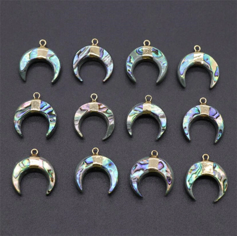 Abalone Shell Gilt Crescent Pendant Shell C-Shaped DIY Necklace Accessories Horn Pendant