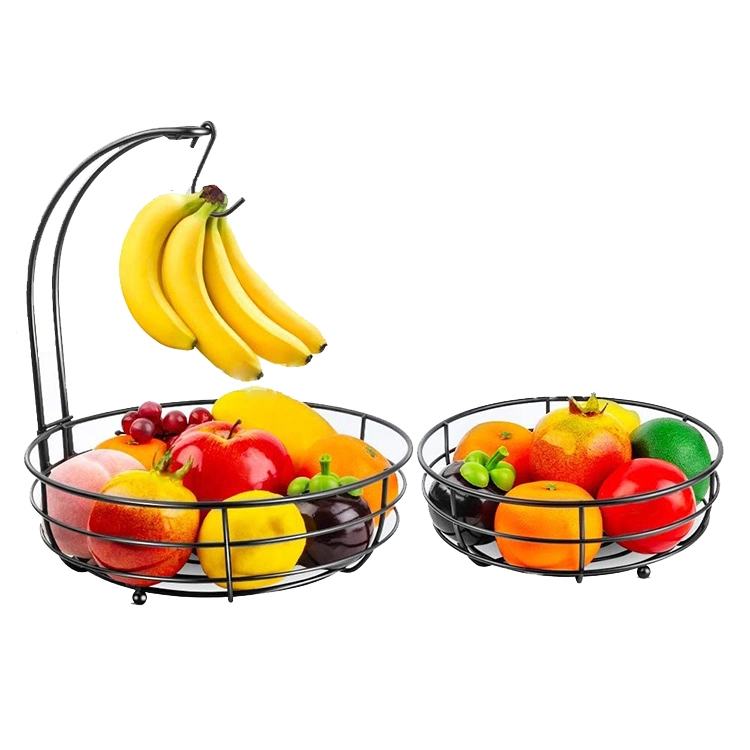 Double Layer Dried Fruit Gift Basket Christmas Stacked Fruit Basket with Banana Hook