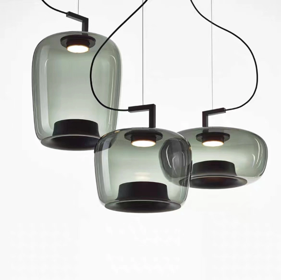 Luminaire Dlss neuf, luminaire suspendu, décoration d'intérieur, abat-jour en verre ambré Suspension LED moderne