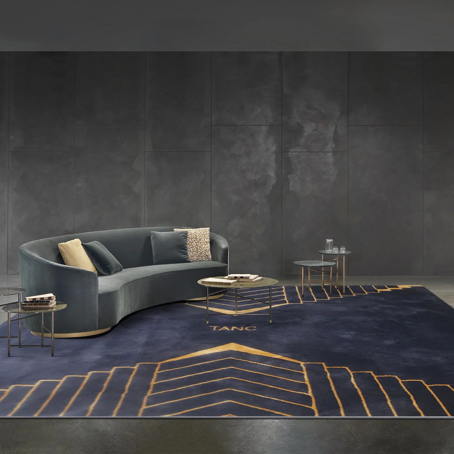 Dark Blue Carpet Wool Carpets Golden Rugs Floor Area Bamboo