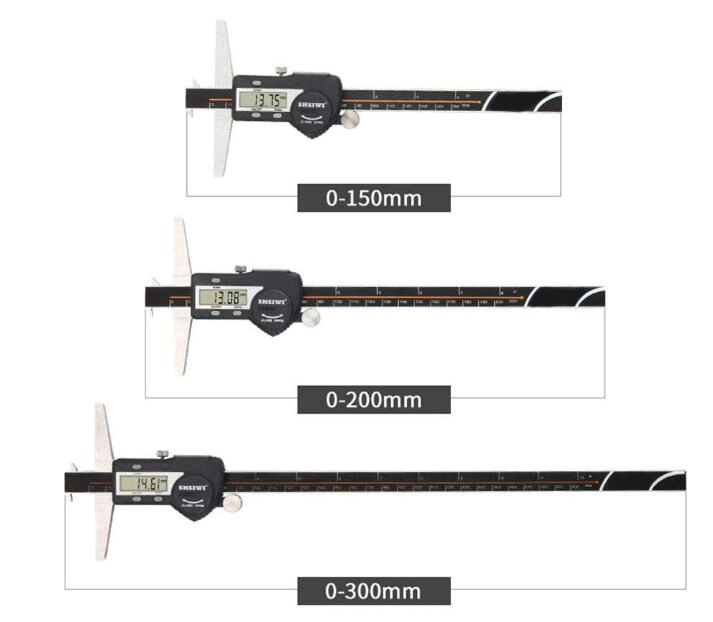 Digitaler Doppelhaken-Bremssattel Elektronische Tiefenmesser Zoll/Metrischer Edelstahl IP54 Wasserdicht mit USB-Anschluss 200mm/7,87in Bereich 0,01mm/0,0005inch Auflösung