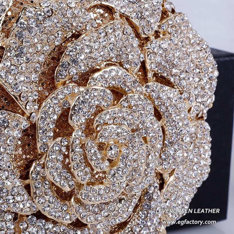 Leb977 Luxury Flower Shaped Rhinestone Lady Purse Crystal Evening Bags