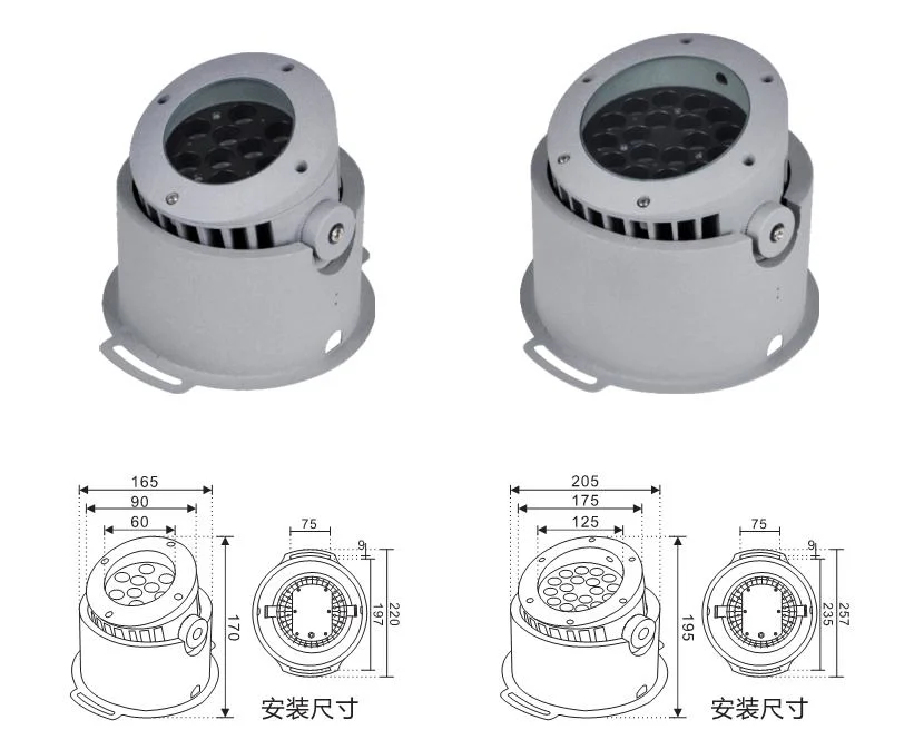 9W/12W/18W/24W/36W/54W/72W LED exterior árbol decorativo colorido jardín foco DMX512 RGBW Iluminación de paisajes