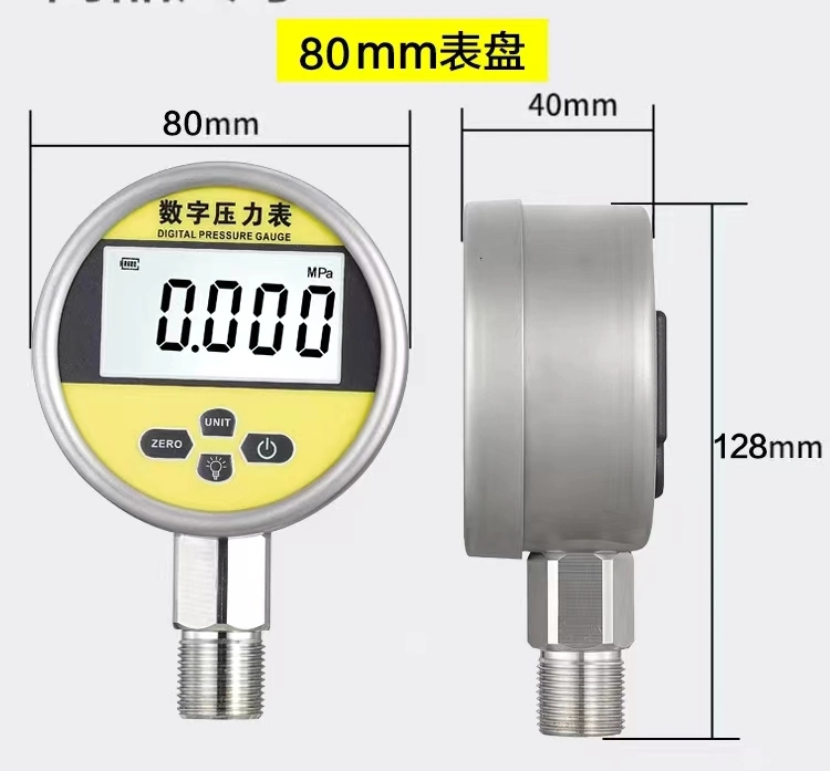 Manómetro digital de 80 mm não corrosivo para aço inoxidável 304