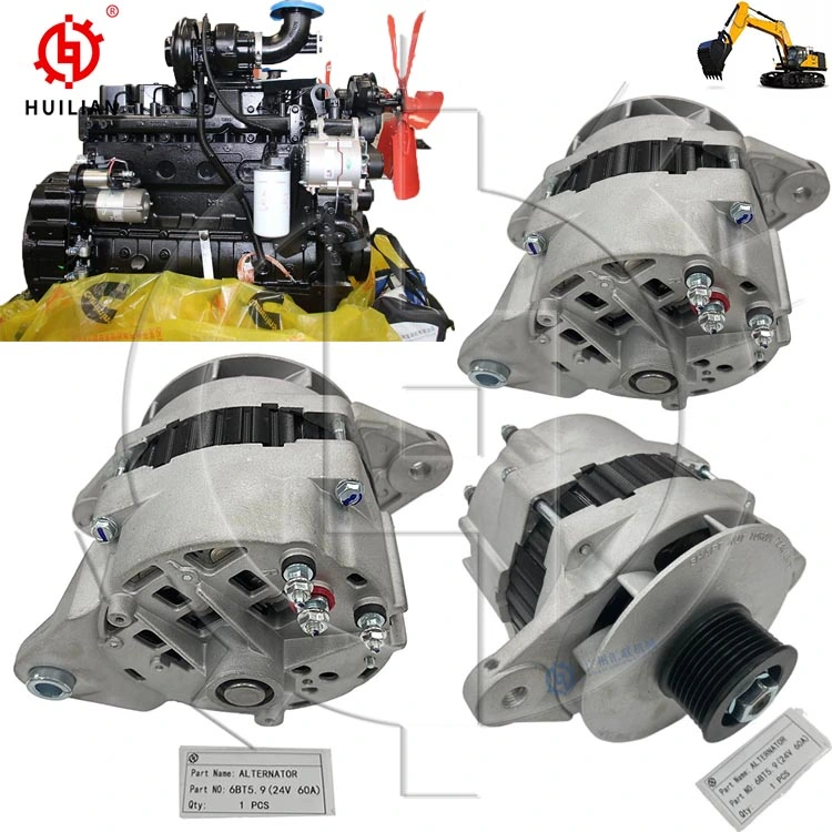 Cummins 4bt3.9 6bt5.9 24V 60A Excavator Starter Motor Alternator for Construction Diesel Engine