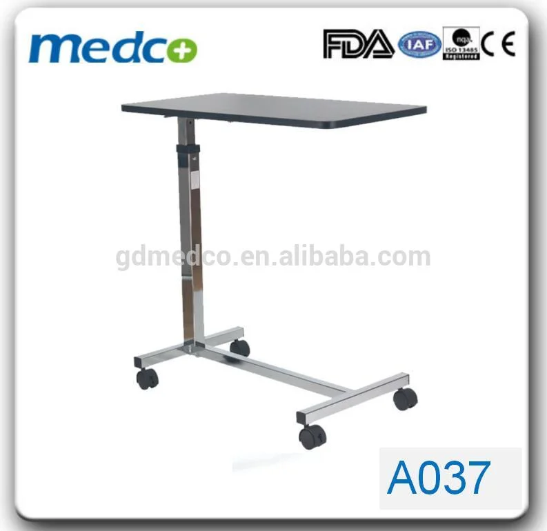 Madera Over-Bed ajustable Hospital Mecanismo de resorte de la mesa de comedor