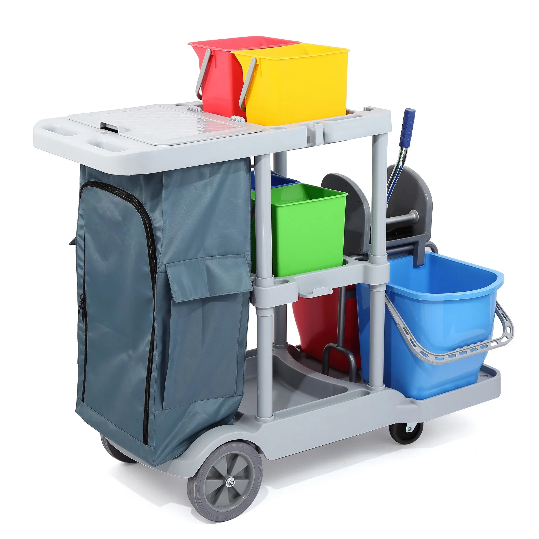 Multi Task Compact Solid Janitorial Cleaning Trolley Service Cart