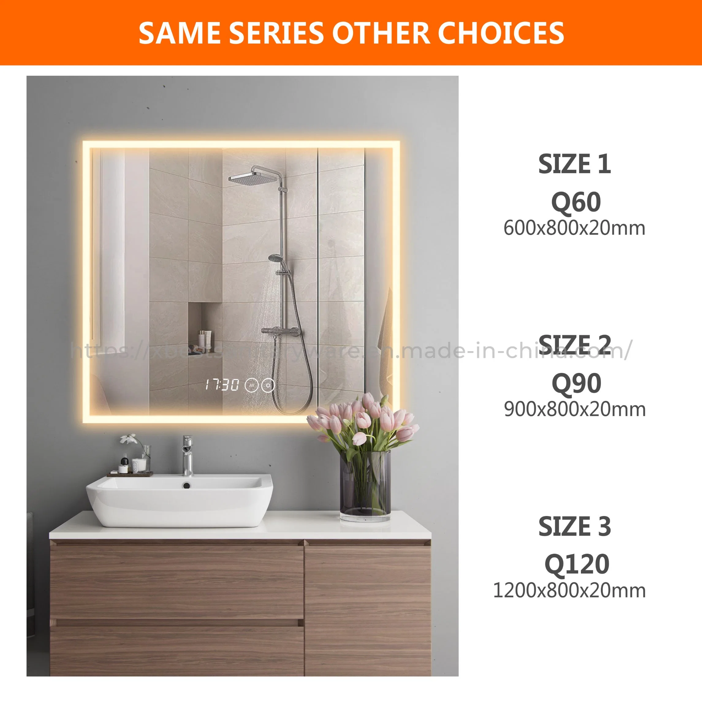 Bathroom LED Wall Mirror Touch Sensor Mirrorand