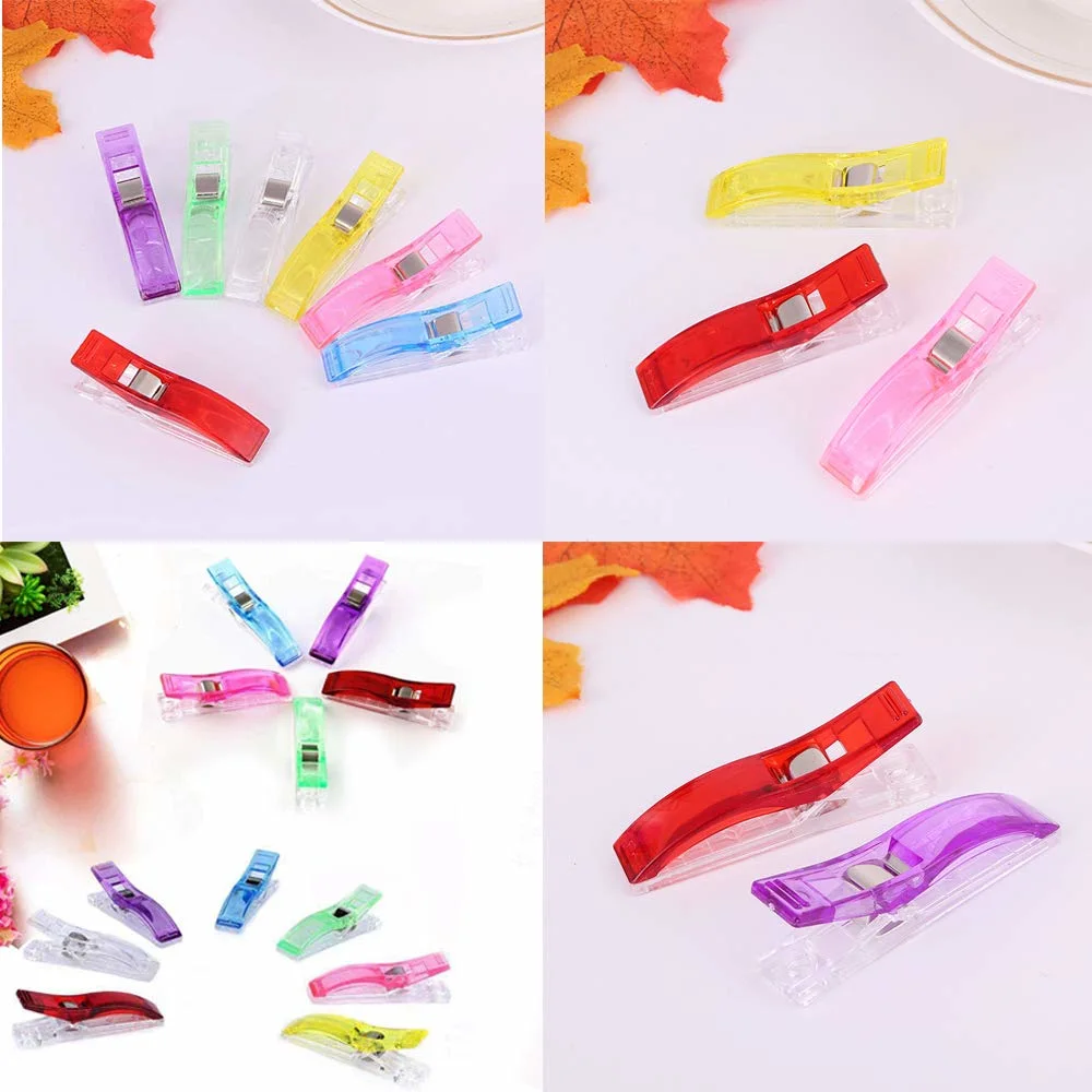 Assorted Colors 56mm Colored Plastic Sewing Fabric Clip for Office