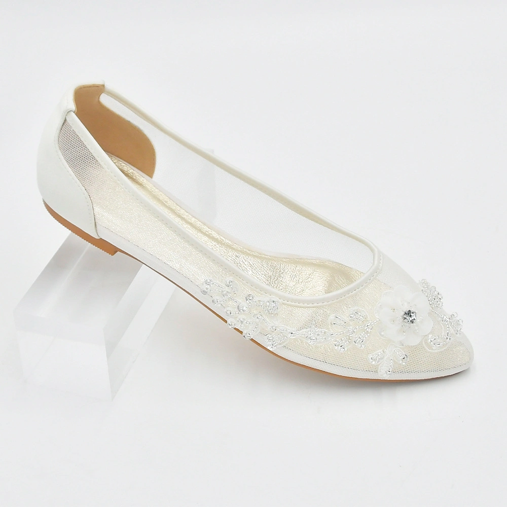 Hws026 Summer Mesh Breathable Flat Shoes Wedding Shoes