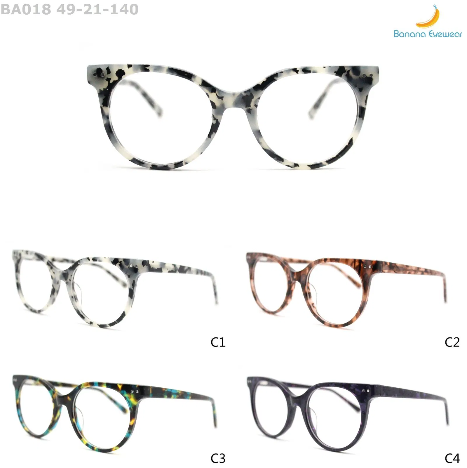 Fashion Circular Woman Acetate Optical Eyewear