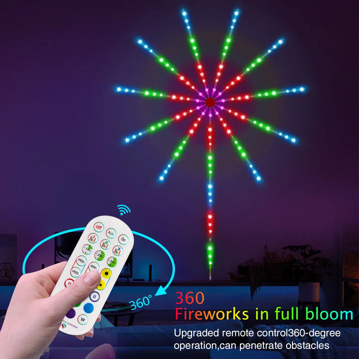 Remote Control Music Color Flexible Smart LED Firework Lights for Christmas Party