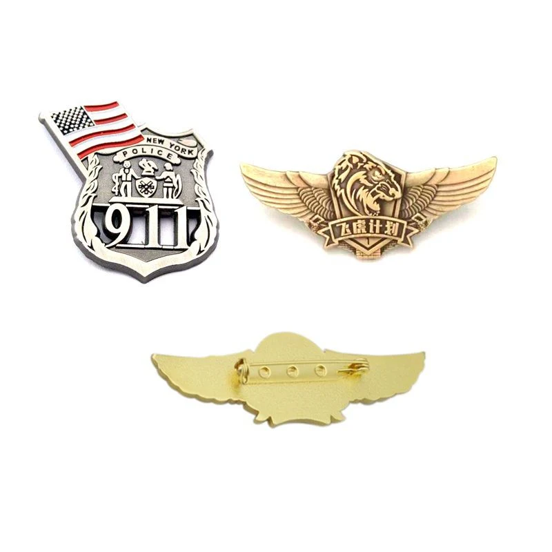 Factory Custom Made Gold and Nickel Plated Alloy Military Topic Souvenir Badges Manufacturer Customized Police Safety Emblems Bespoke Enamel Metal Lapel Pins