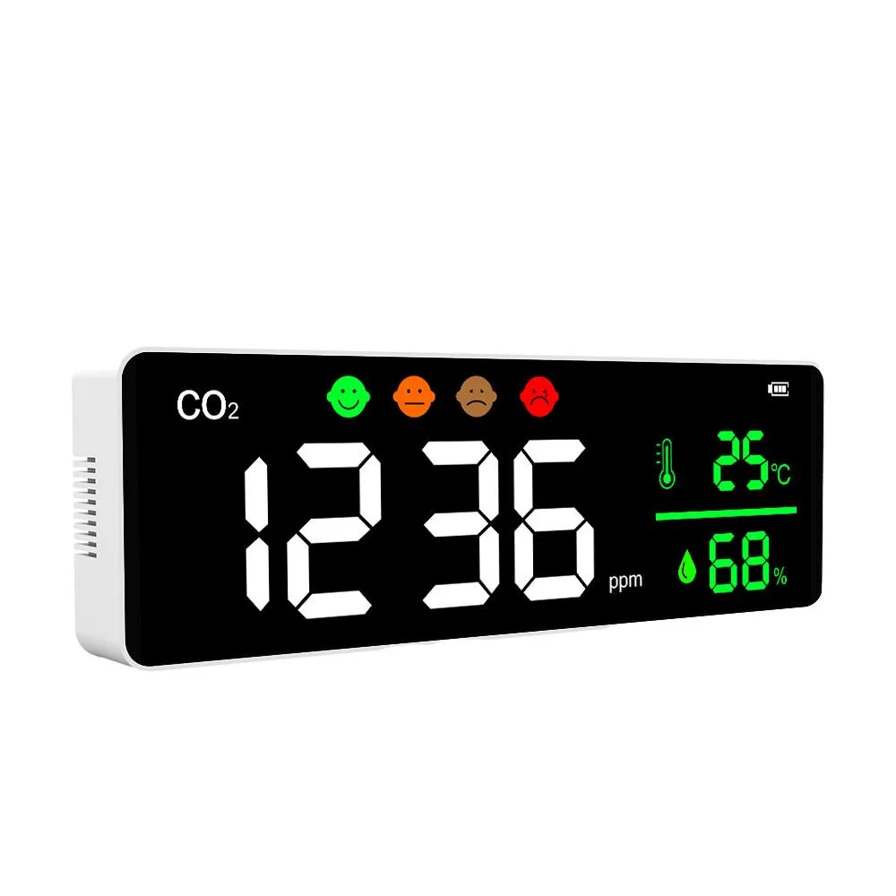 Wall Mounted Large Screen CO2 Detector Sound Alarm LED Display