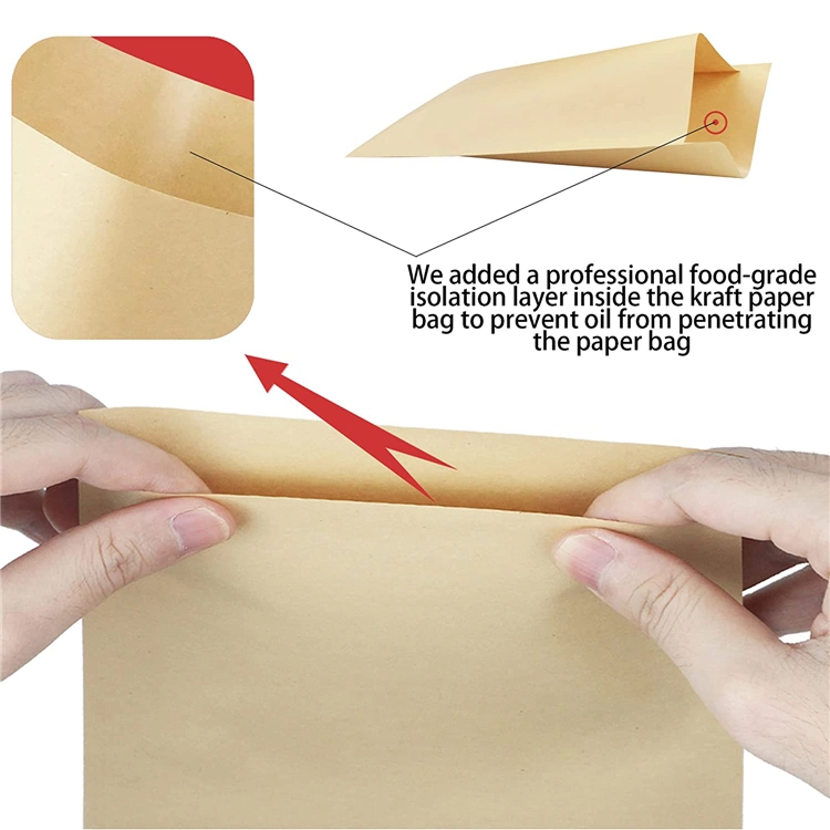 Food Grade Oil Proof Paper Greaseproof Wrappers Food Brown Bag for Sweets Lunch Burger Wrap Bread Fries