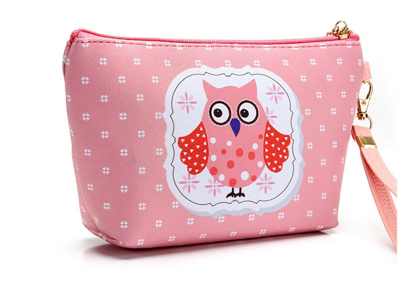 Fashion Cute Style Cosmetic Bag Leather and Fabric Bag for Lady