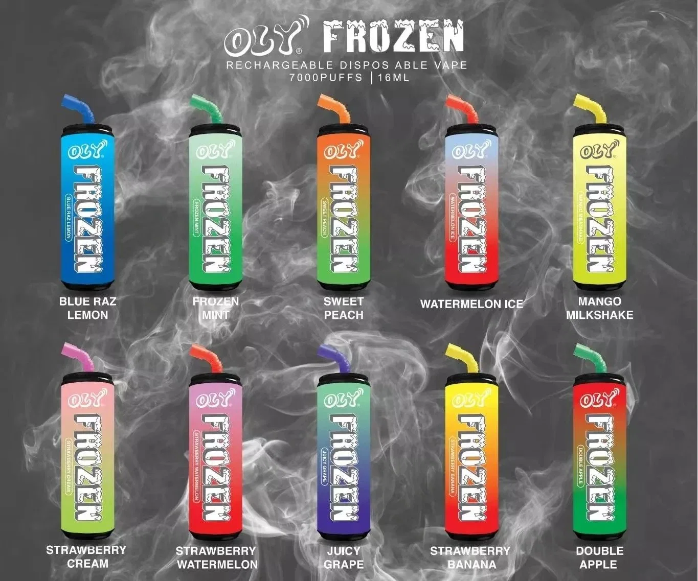 100% Authentic Oly Frozen 7000 Puffs 5% Nicotine Mixed Flavors Source Factory Wholesale/Supplier Disposable/Chargeable vape Atomizer