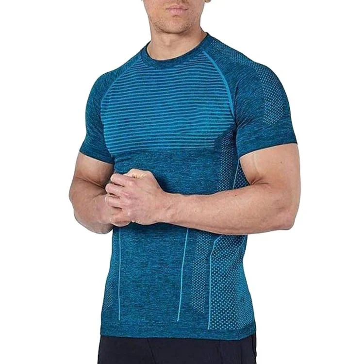 Wholesale Custom Sport Fitness Wear Short Sleeve Seamless Bodybuilder Gym T Shirt for Men