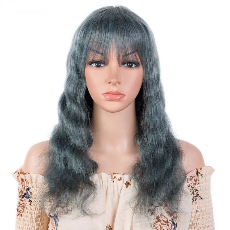 Curly Hair Extensions in Blue Gray