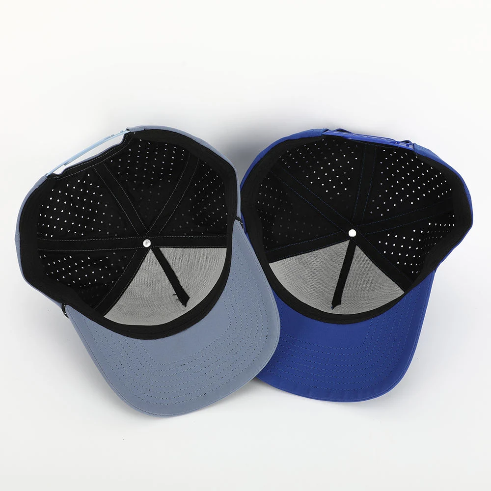 New Fashion Custom PVC Patch Logo 5 Panel Waterproof Polyester Sport Golf Hat, Laser Cut Perforated Dad Gorras, Rope Baseball Cap