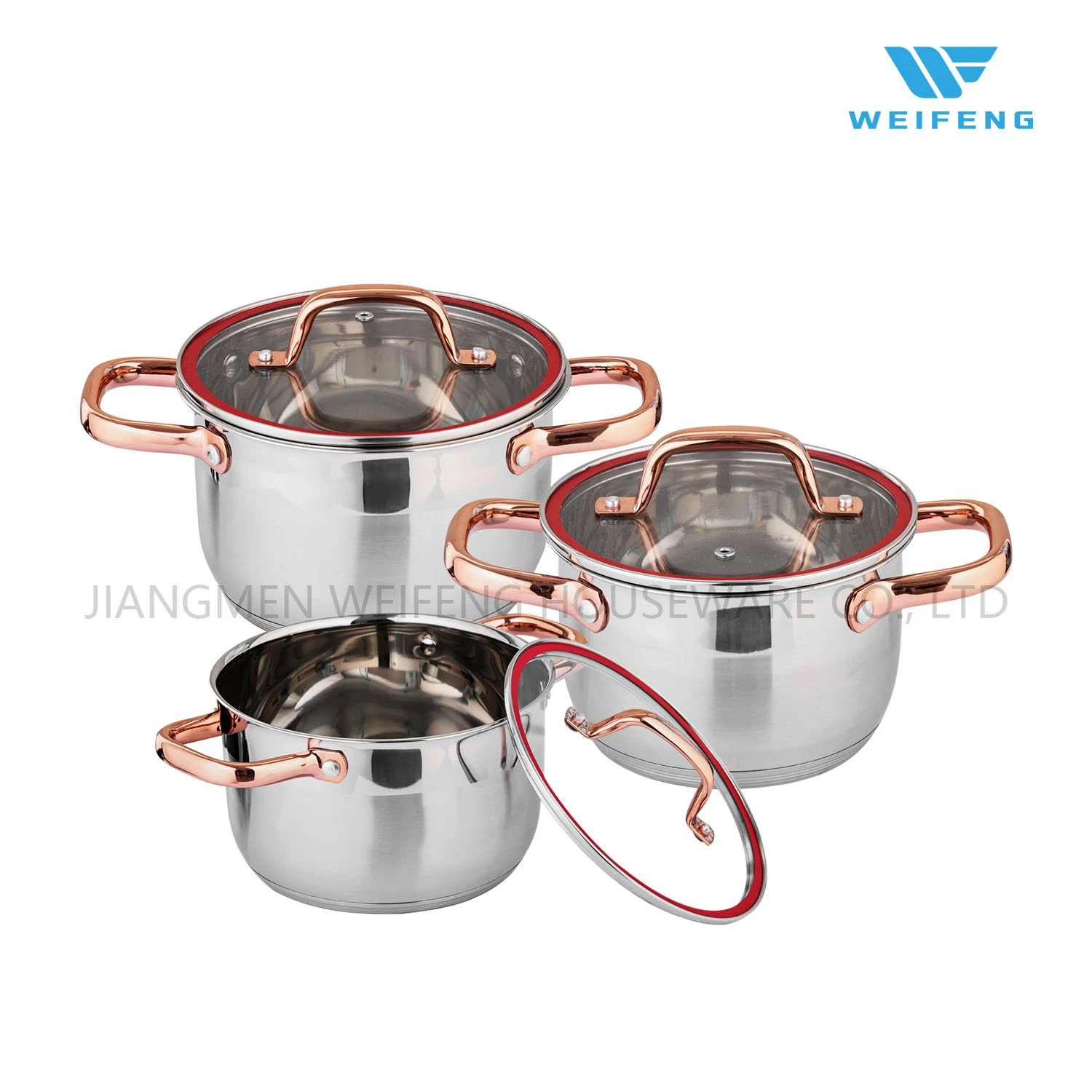 Conjunto de utensílios de cozinha 12 PCS em aço inoxidável com Red Line G Forma a tampa de vidro