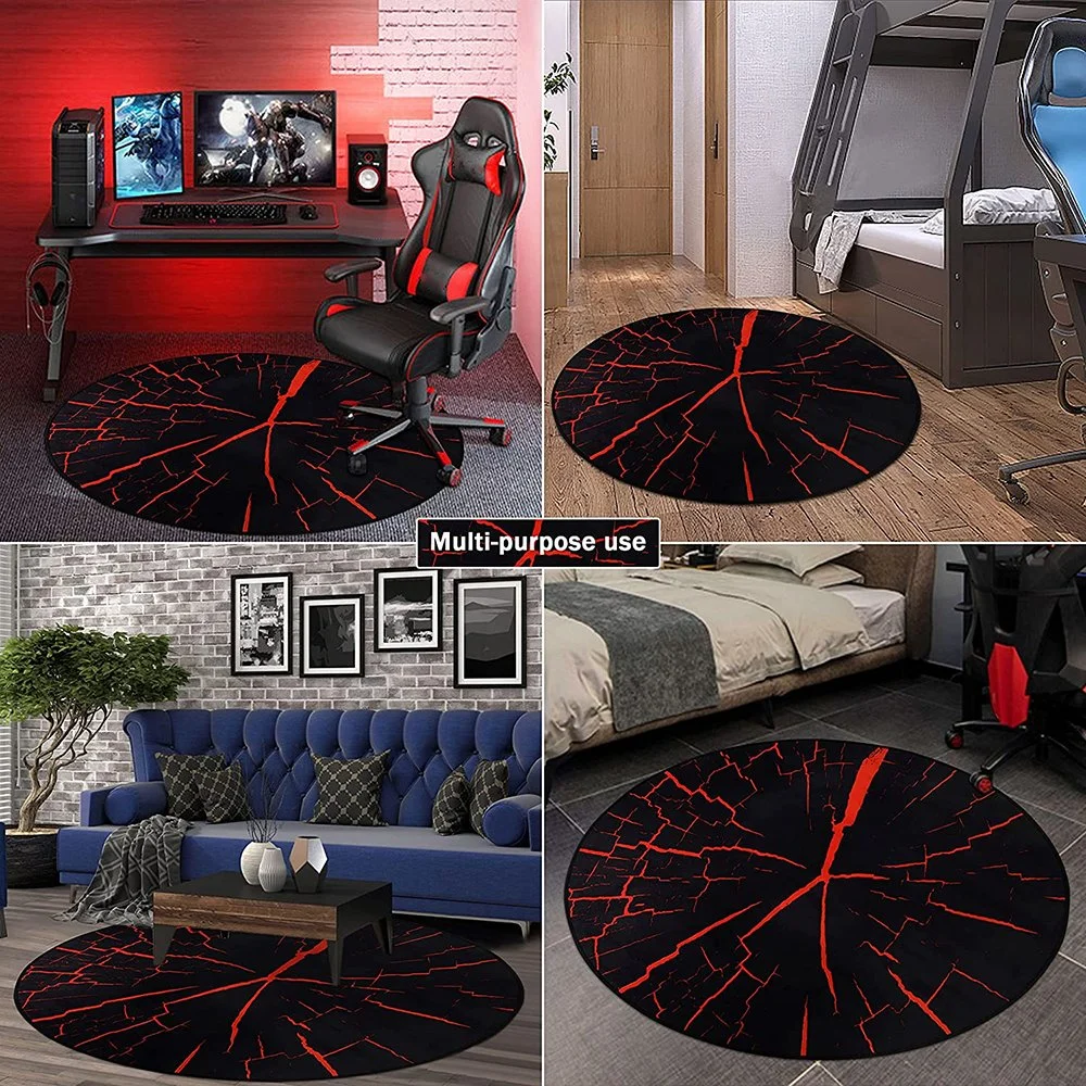 Aoqi Custom Printed High quality/High cost performance Rubber Anti-Slip Round OEM RGB LED Gaming Chair Mat Office Chair Mat