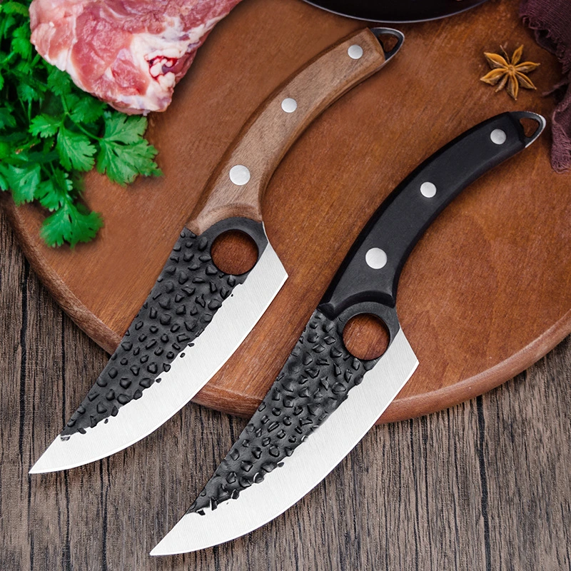 Butcher Knife Forged Boning Knife with 5cr15MOV Stainless Steel Knife with Wood Handle Portable Knife Fruit Knife Paring Knife Outdoor Knife