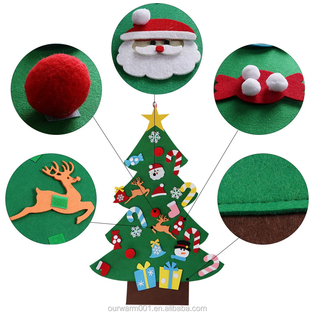 Different Model Hot Selling Felt Christmas Tree Xmas Decoration with LED Lights Optional